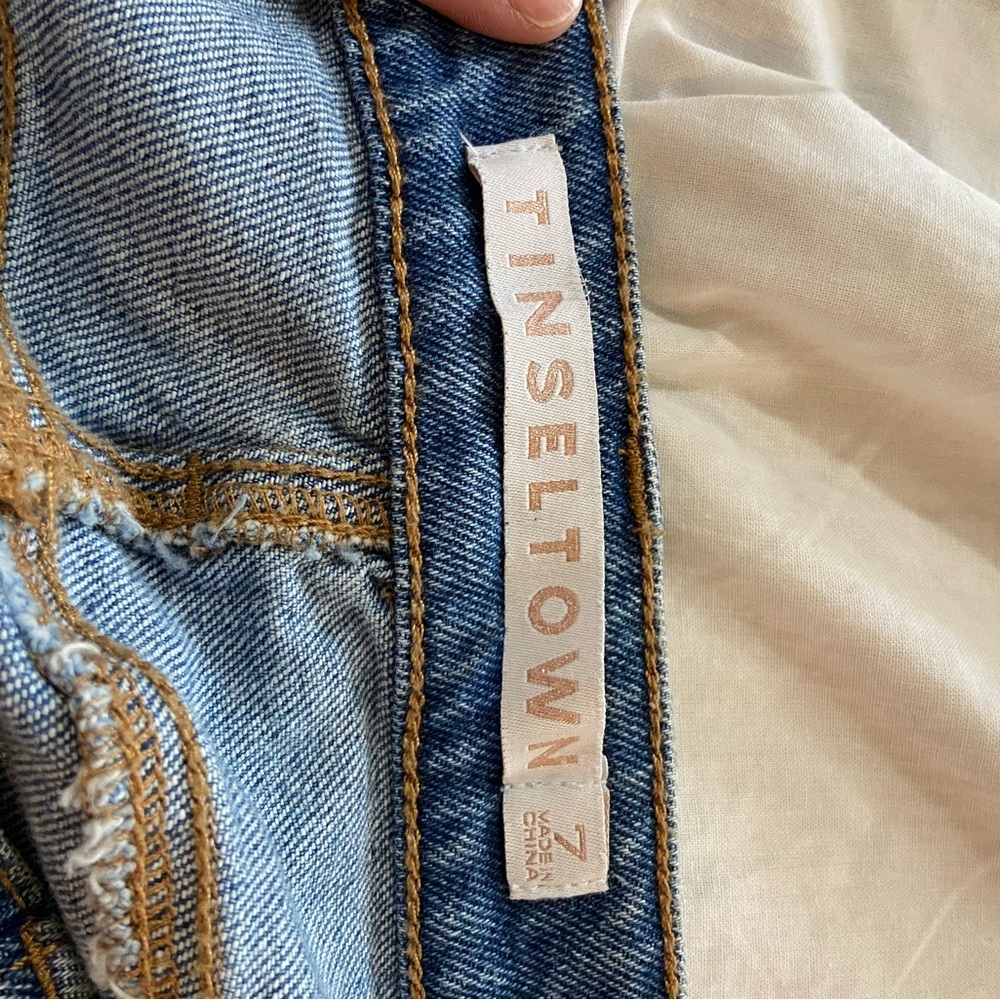 Tinseltown Blue Denim Jean Shorts with Rainbow Side Trim - Picture 11 of 11
